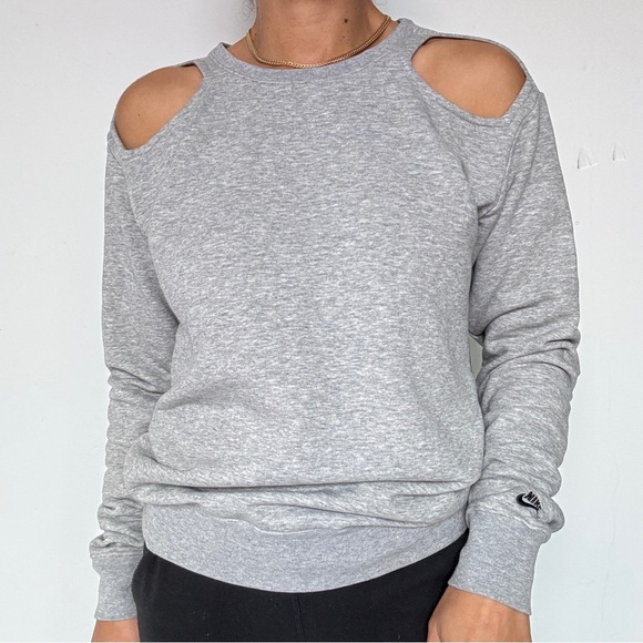 Nike Cutout Grey Crew Sweatshirt - Picture 2 of 12